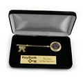 Bright Gold Key in a Black Velvet Presentation Box